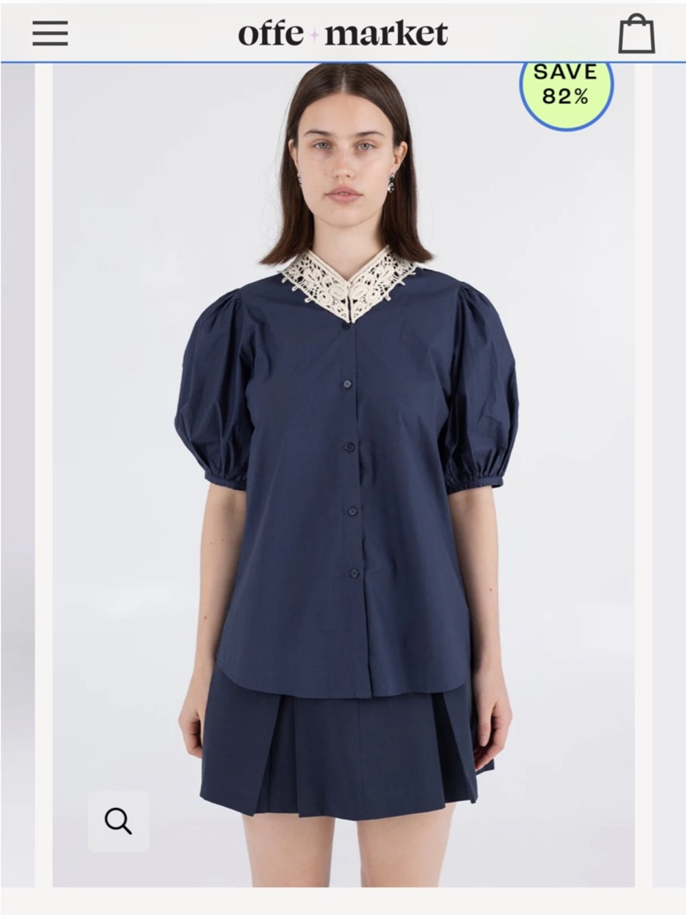 Wray NWT Emma top navy blue ivory crochet